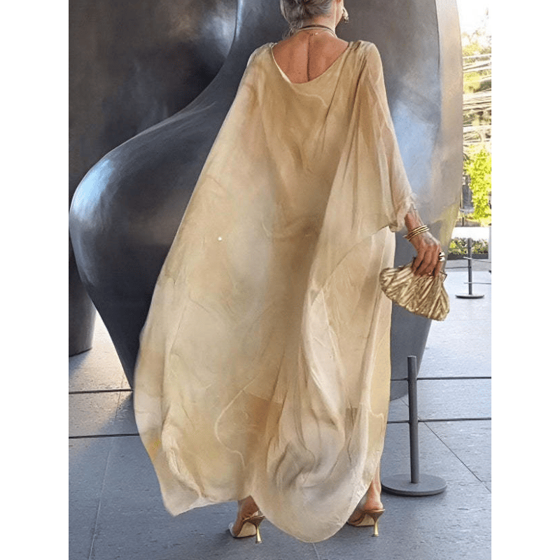 Kyra - Abito Maxi in Chiffon con Stampa Marmorizzata