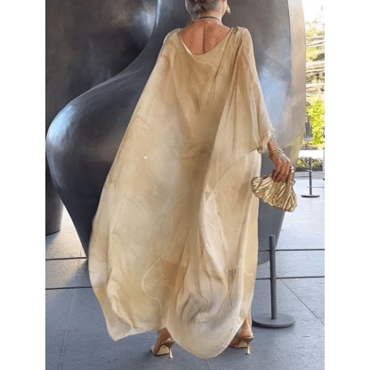 Kyra - Abito Maxi in Chiffon con Stampa Marmorizzata