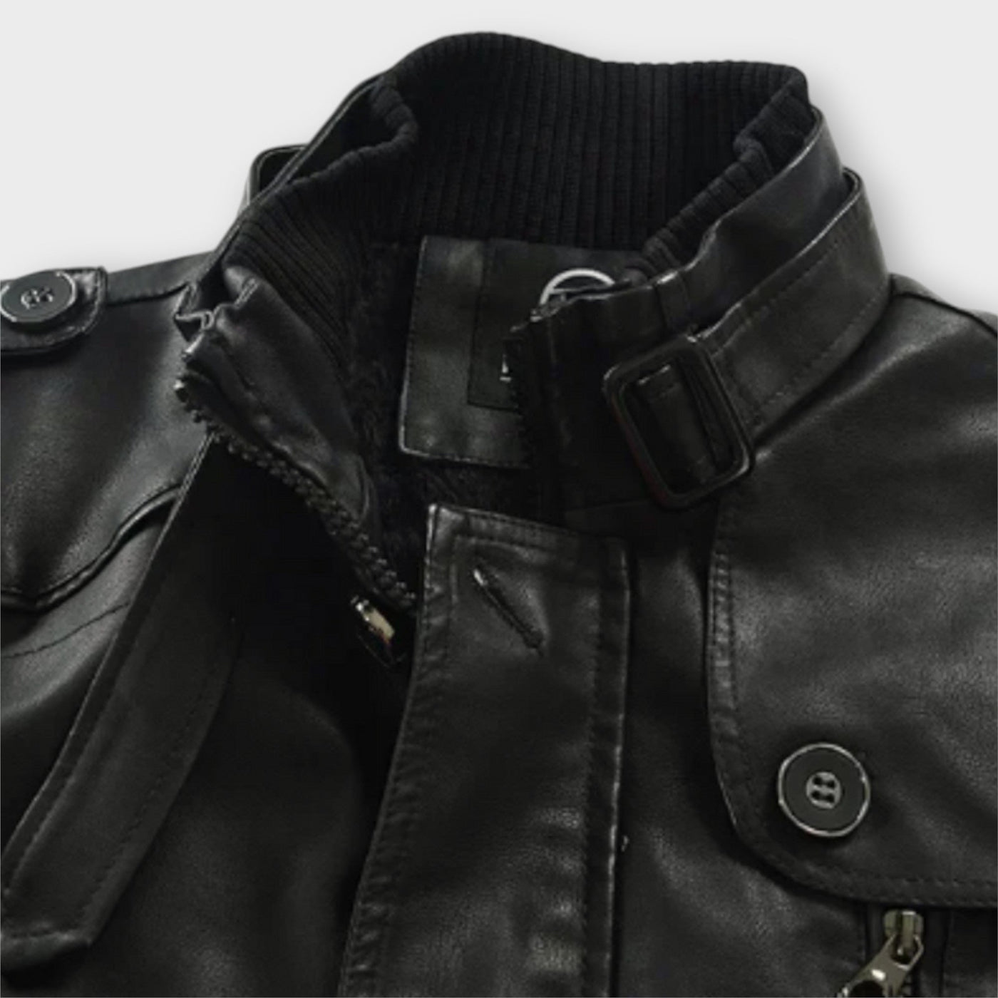 Giacca da Biker Elegante in Pelle Lunga