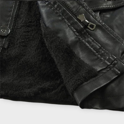 Giacca da Biker Elegante in Pelle Lunga