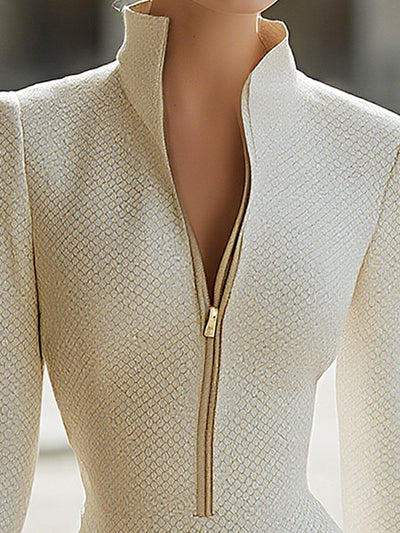 Tara - Mini Abito in Pelle a Zip Texturizzata a Clessidra