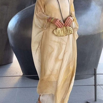 Kyra - Abito Maxi in Chiffon con Stampa Marmorizzata