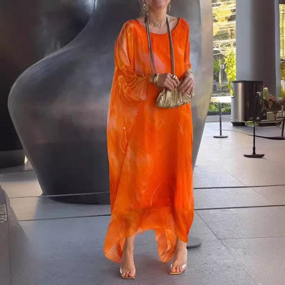 Kyra - Abito Maxi in Chiffon con Stampa Marmorizzata