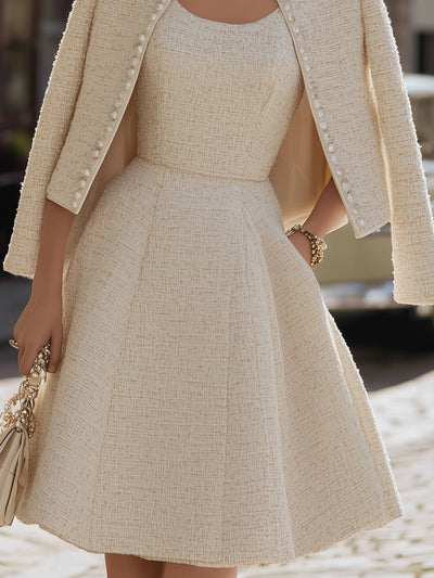 Megan - Abito in Tweed e Giacca con Bordo di Perle