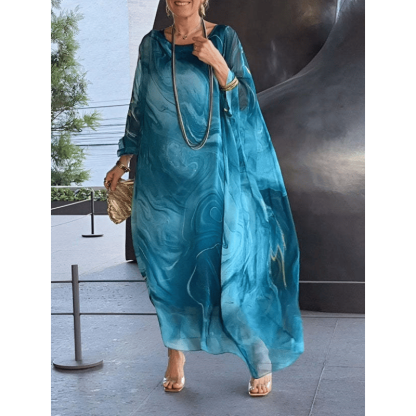 Kyra - Abito Maxi in Chiffon con Stampa Marmorizzata