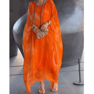 Kyra - Abito Maxi in Chiffon con Stampa Marmorizzata