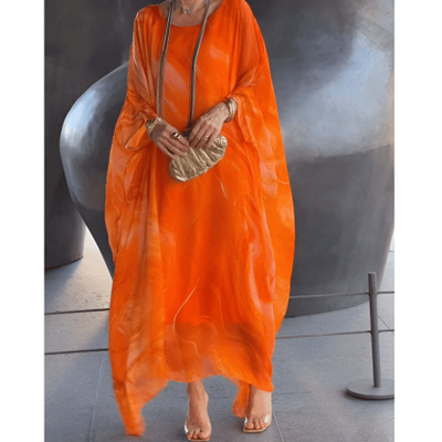 Kyra - Abito Maxi in Chiffon con Stampa Marmorizzata