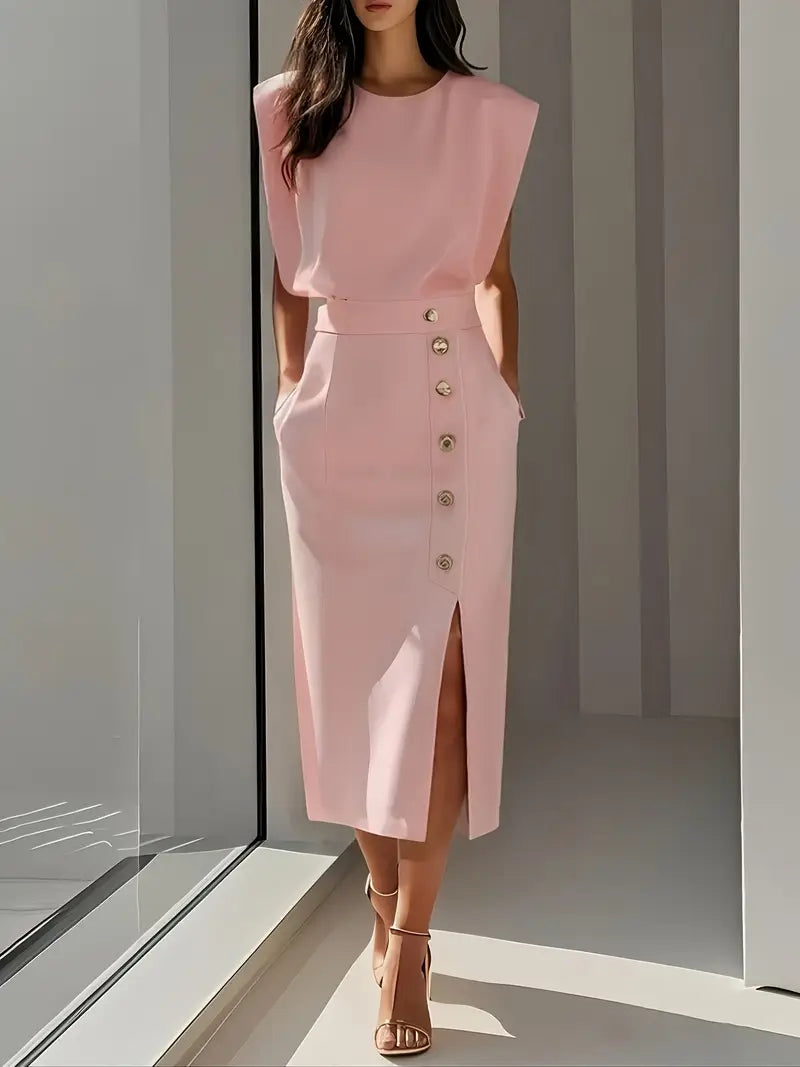 Whitney - Abito Midi con Spacco Laterale