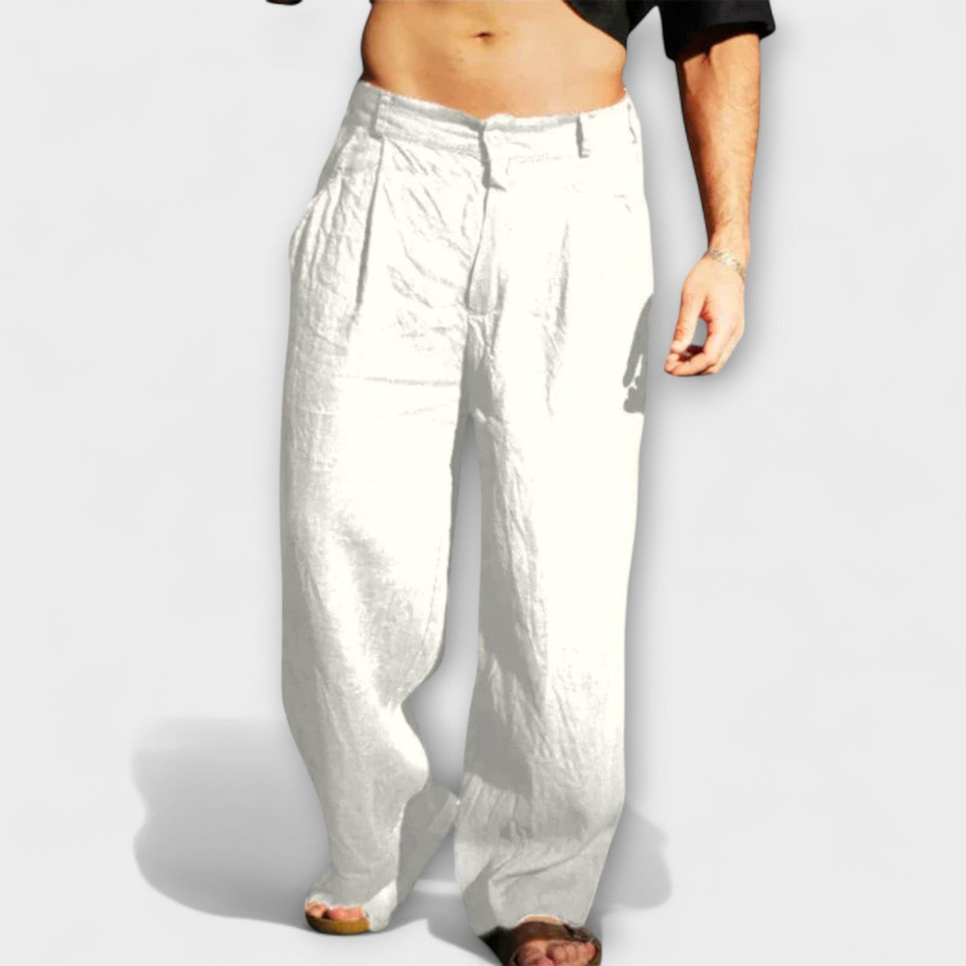 Pantaloni larghi in lino