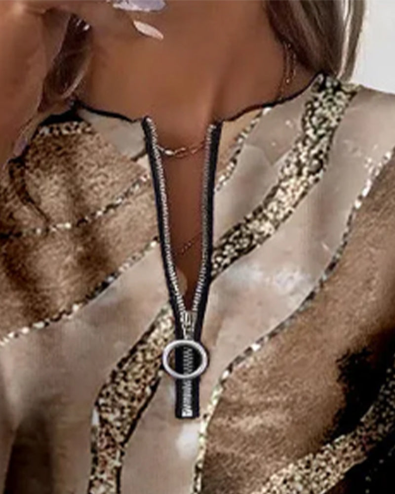 Lera | Felpa con mezza zip e stampa vintage