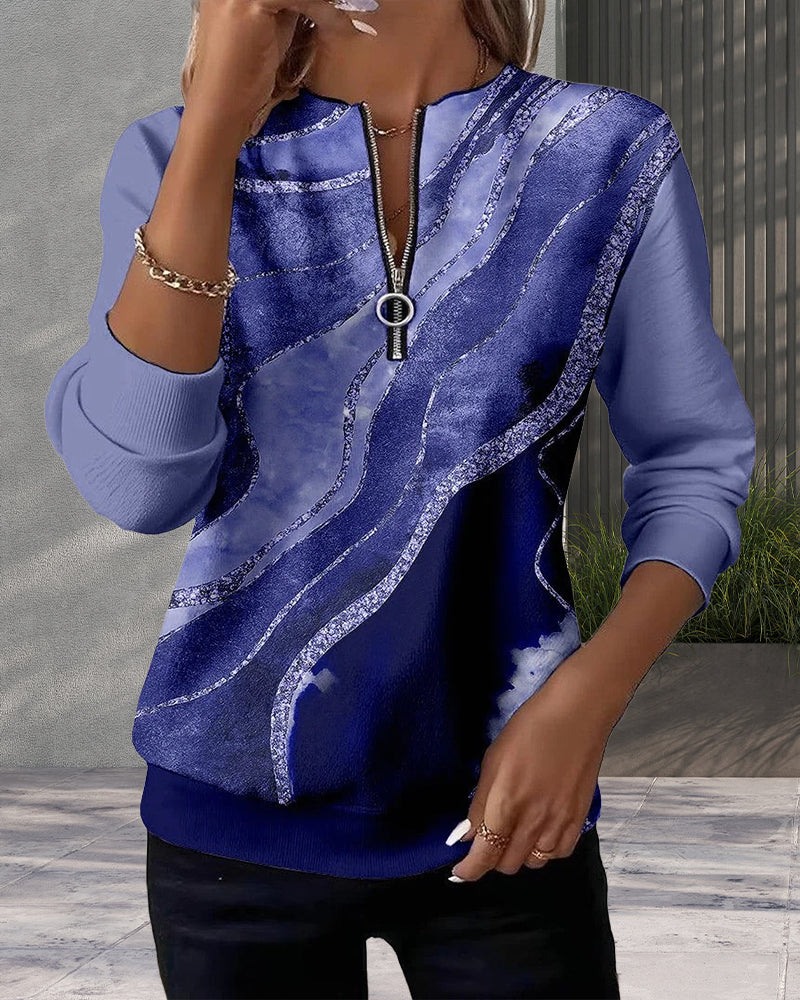 Lera | Felpa con mezza zip e stampa vintage