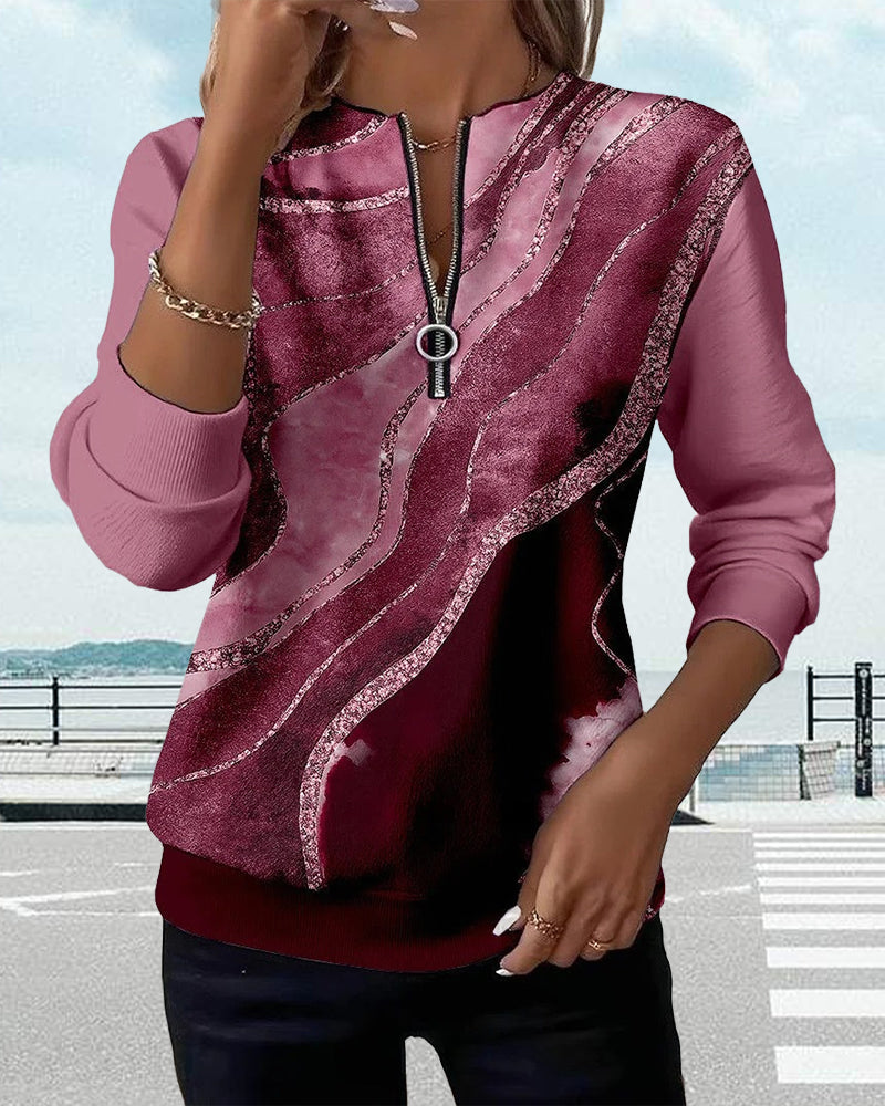 Lera | Felpa con mezza zip e stampa vintage