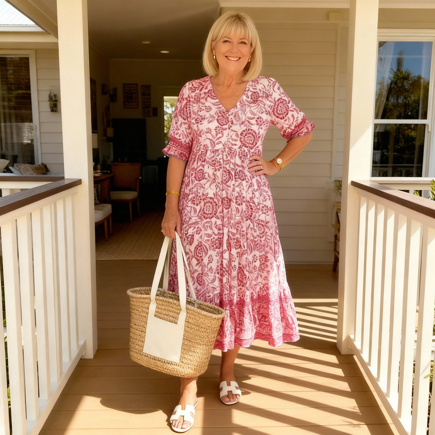 Janet - Abito Floreale Elegante con Scollo a V