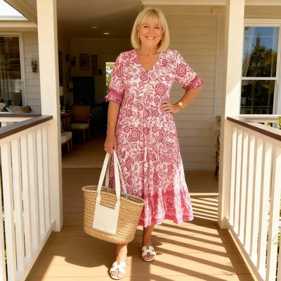 Janet - Abito Floreale Elegante con Scollo a V