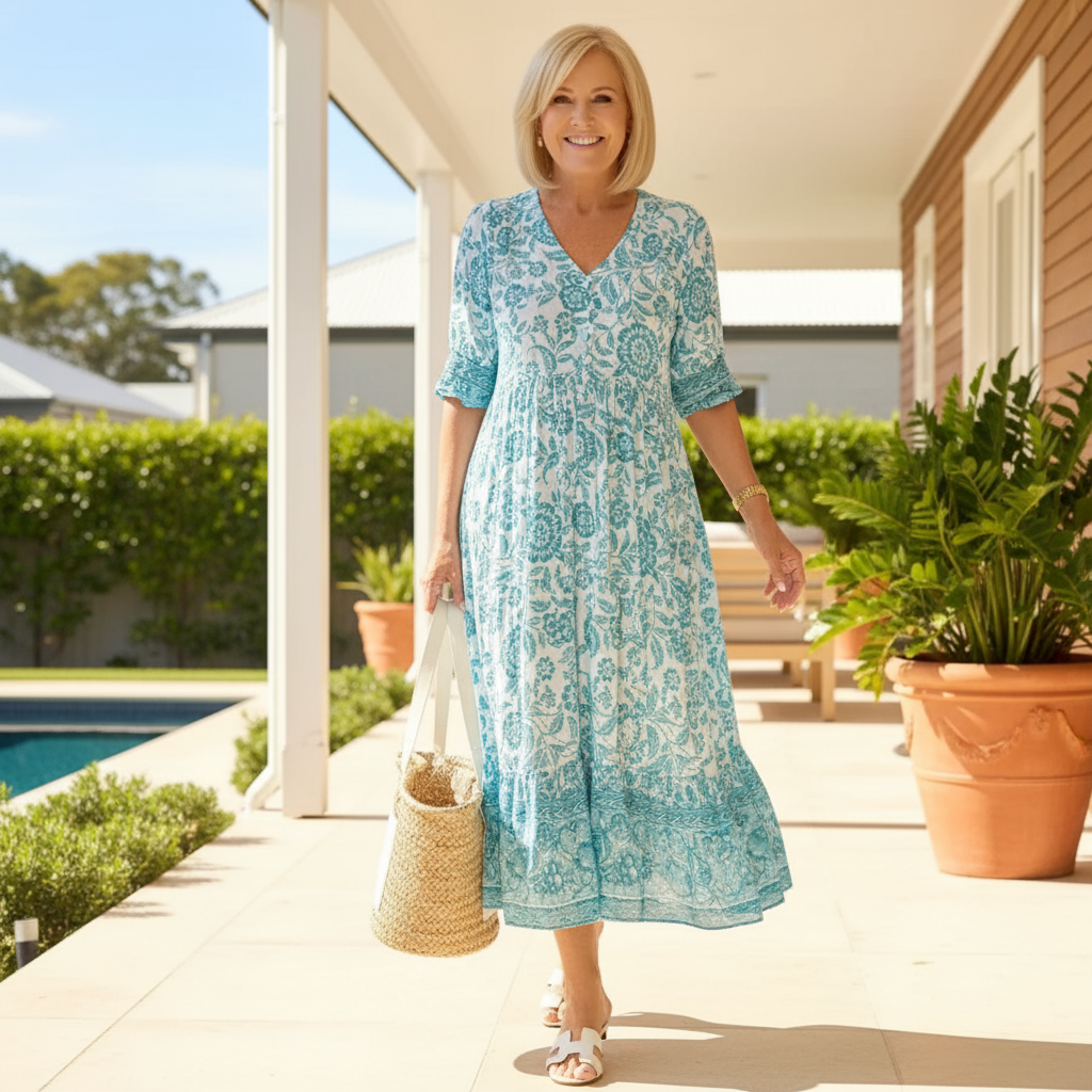 Janet - Abito Floreale Elegante con Scollo a V