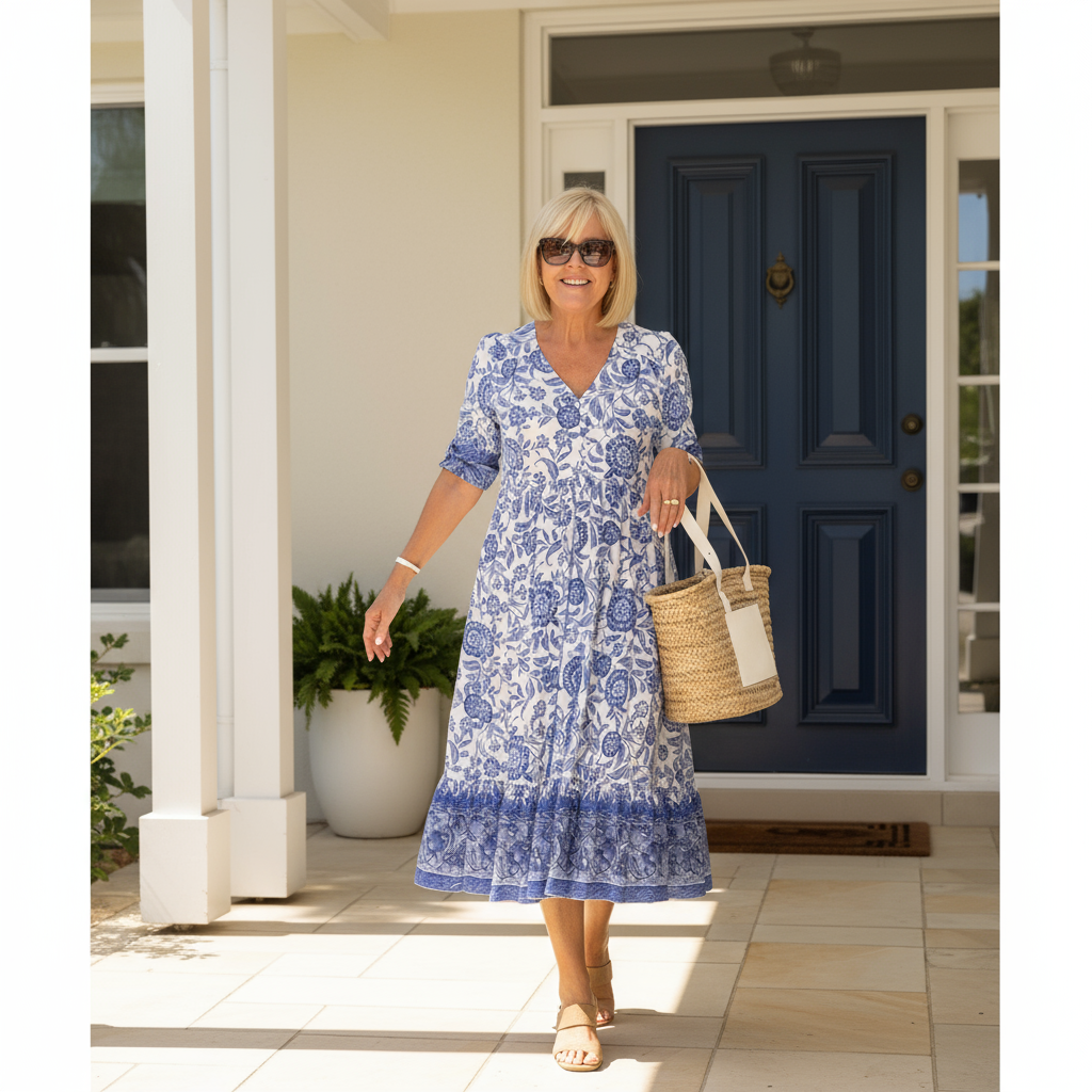 Janet - Abito Floreale Elegante con Scollo a V