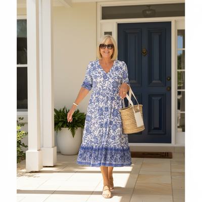 Janet - Abito Floreale Elegante con Scollo a V