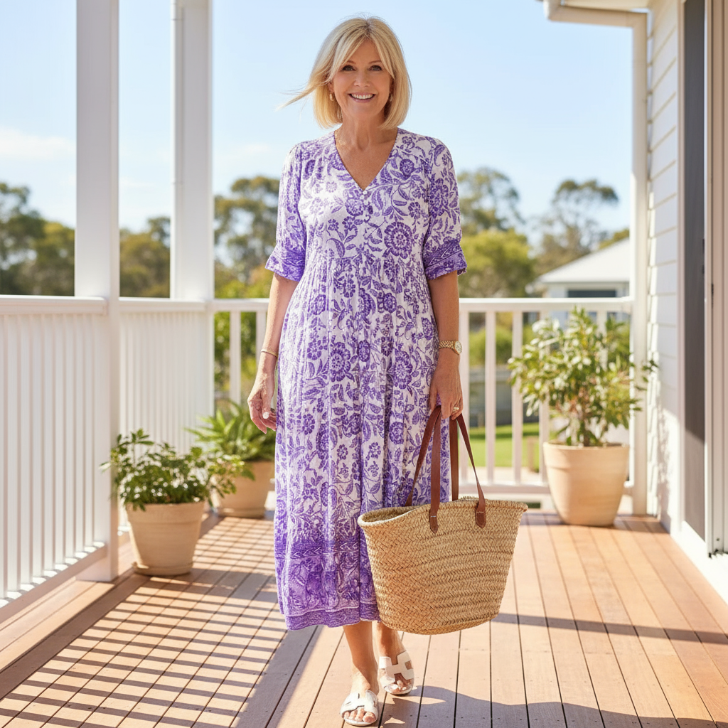 Janet - Abito Floreale Elegante con Scollo a V