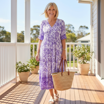 Janet - Abito Floreale Elegante con Scollo a V