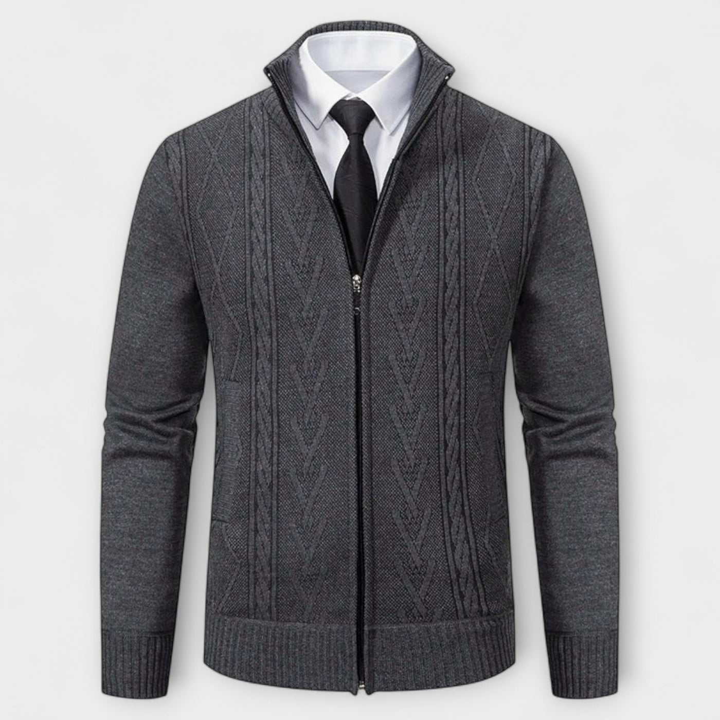 Langley™ – Cardigan con zip a lavorazione a trecce