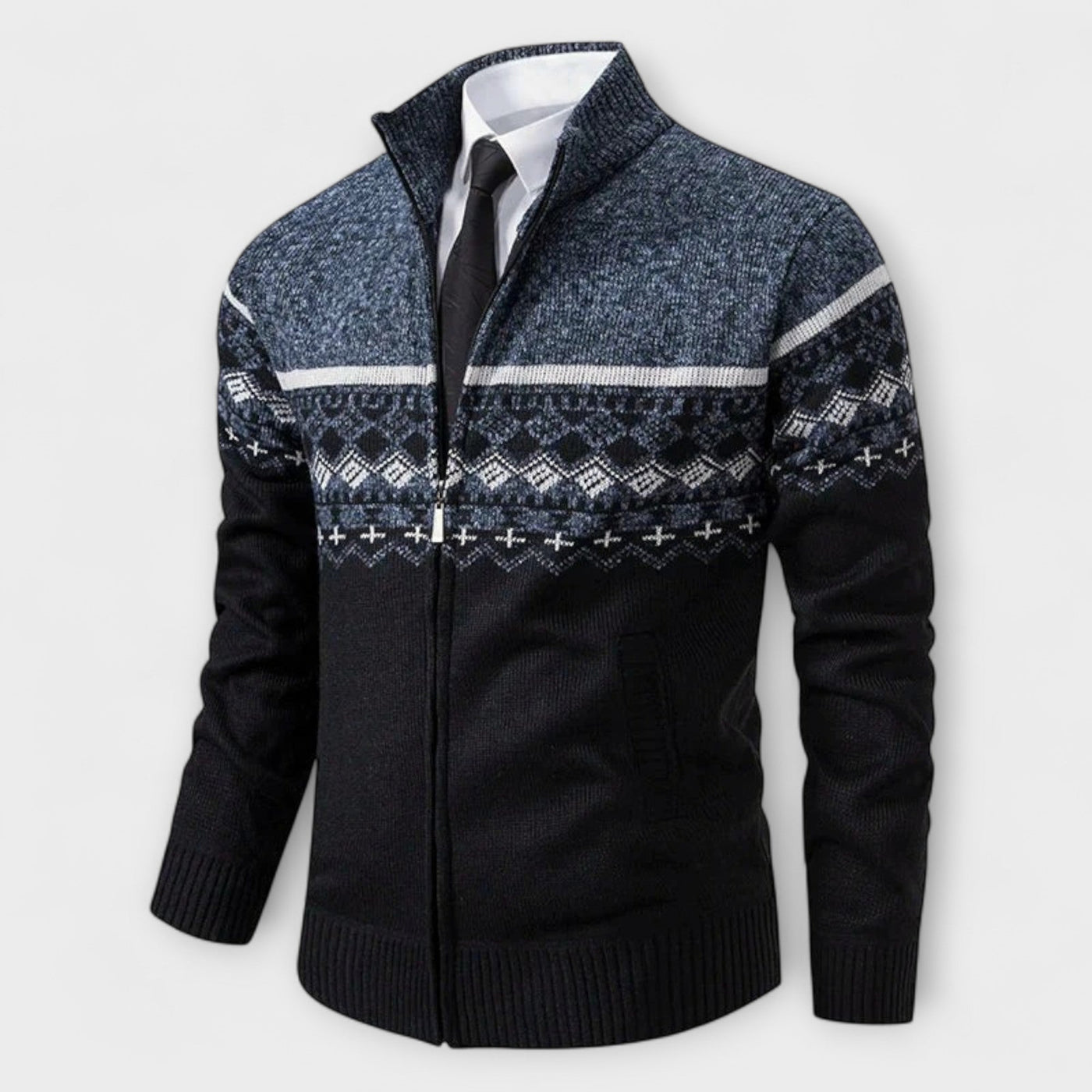 Howard™ – Cardigan con Zip in Maglia Nordica