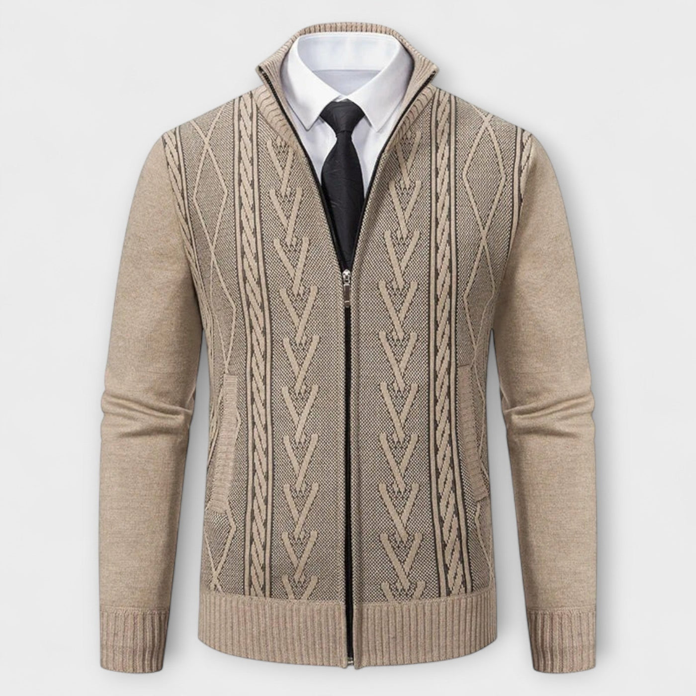 Langley™ – Cardigan con zip a lavorazione a trecce