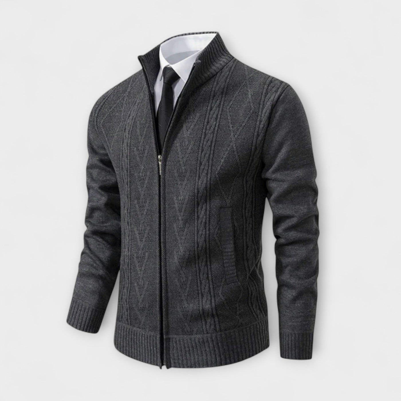 Langley™ – Cardigan con zip a lavorazione a trecce