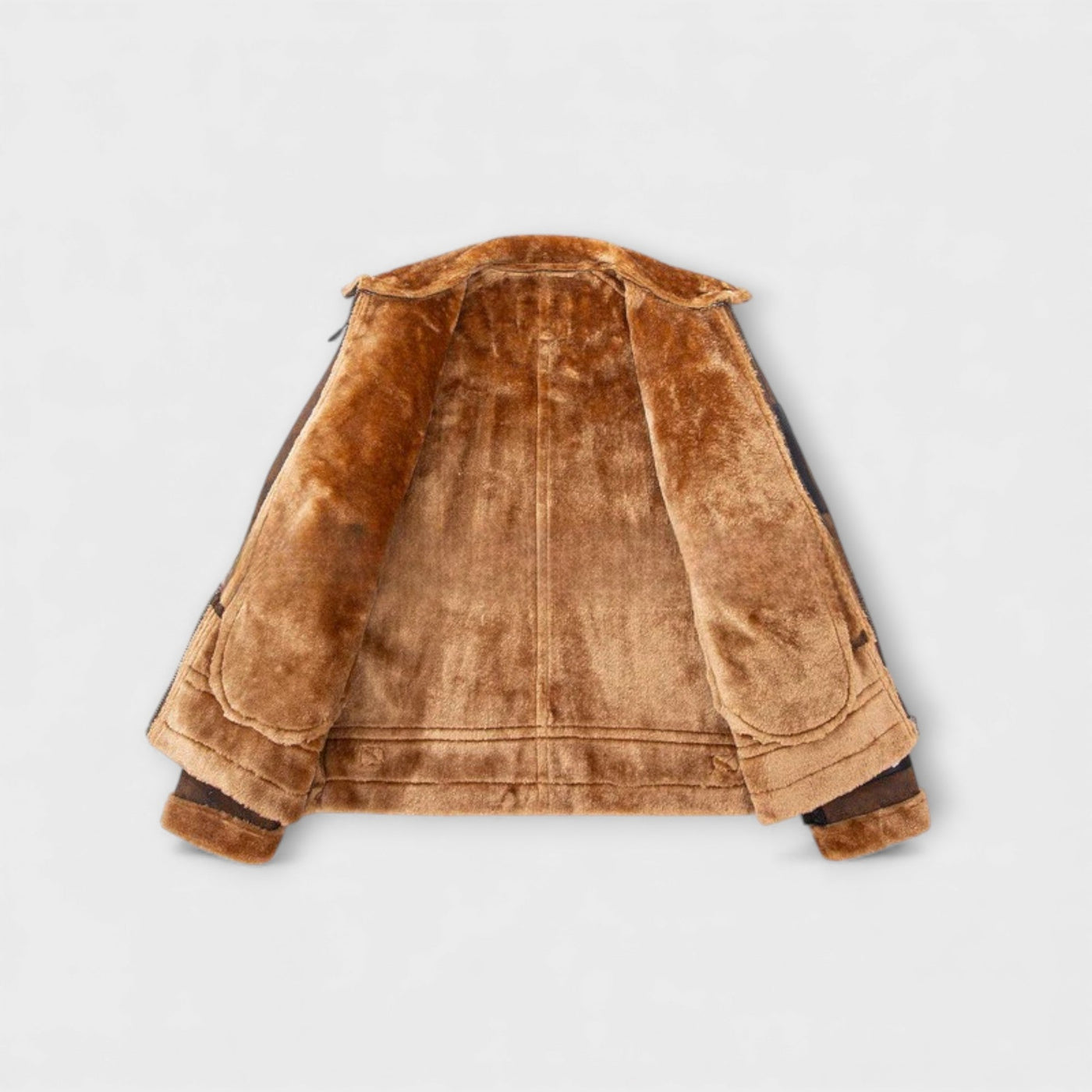 Giacca calda da aviatore in pelle invecchiata foderata in pelliccia