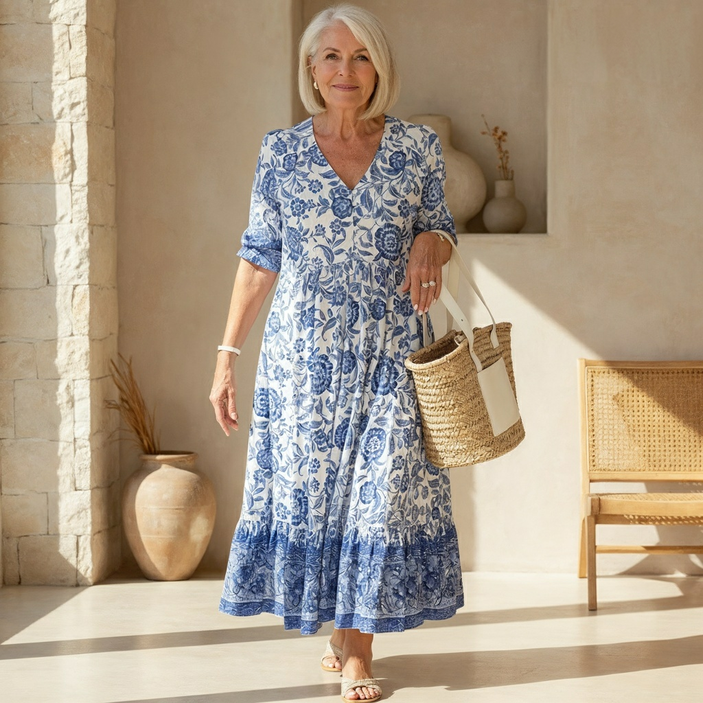 Janet - Abito Floreale Elegante con Scollo a V